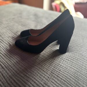 J. Crew Black Suede Block Heel Pumps size 10 new